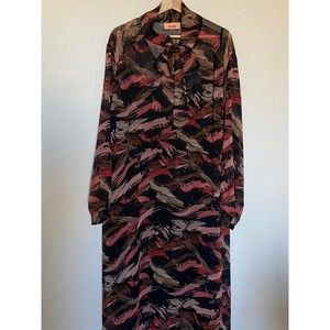 EVRI Black Multi Colored, Tie neck, lined Chiffon kaftan dress - 4X